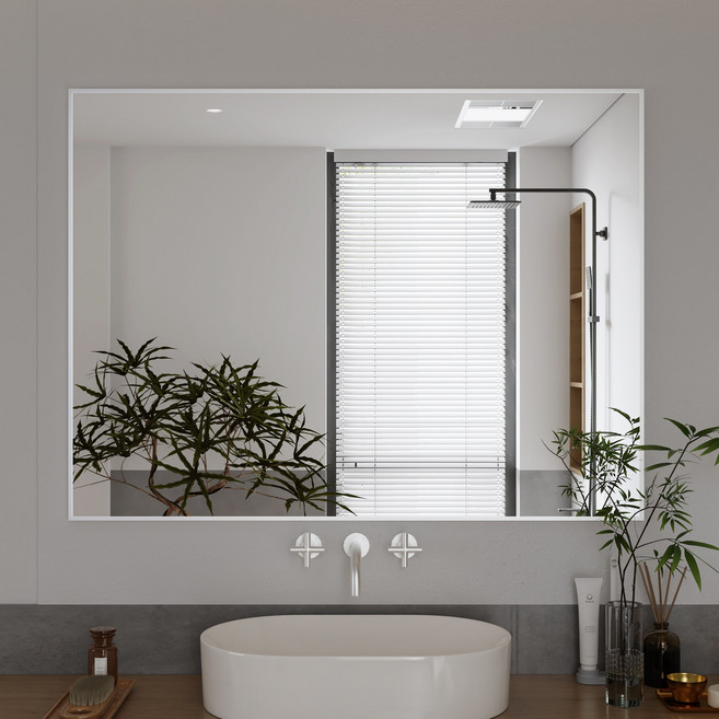 뷰티피크 사각형 벽거울 화장대거울 욕실거울 강화안전유리 75*100cm, 75cm, 화이트