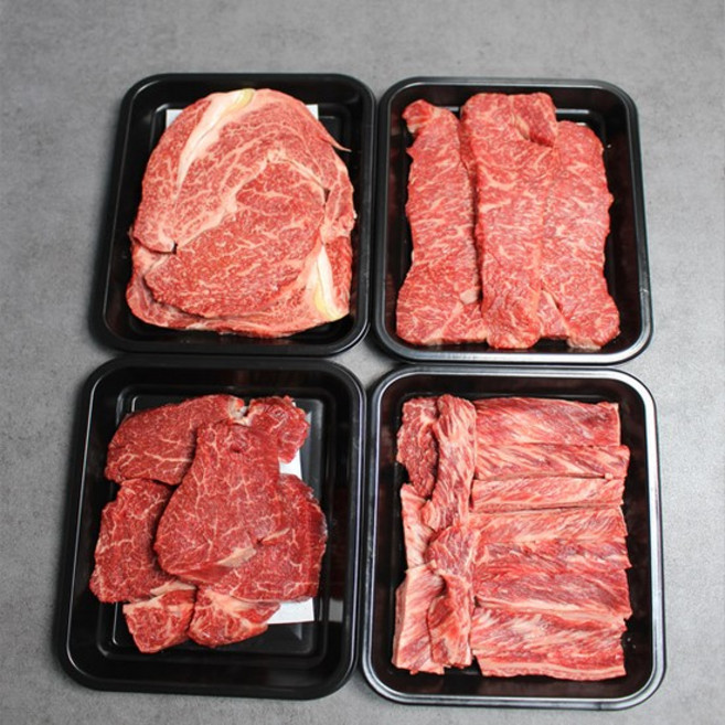 정품 횡성한우 원뿔등급 명작세트 10호 800g(등심 200g갈비살 200g안심 200g특수부위 200g), 없음