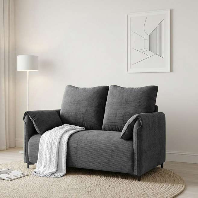 하루꿈 인테리어 소파 디자인 패브릭 대형 2/3인용 가죽 쿠션 포함 프리미엄 거실 쇼파, 120cm 그레이