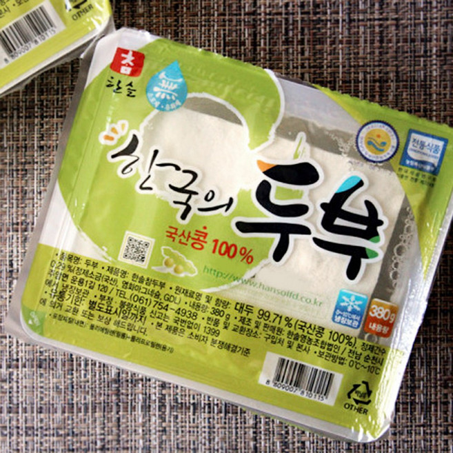 푸드공작소 국산콩 100% 찌개 부침용 두부 보존제 무첨가, 3개, 420g