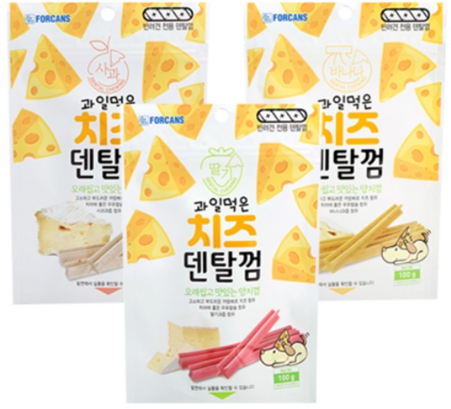 포켄스 과일먹은 치즈덴탈껌 (딸기)100g 강아지 간식, 딸기맛, 1