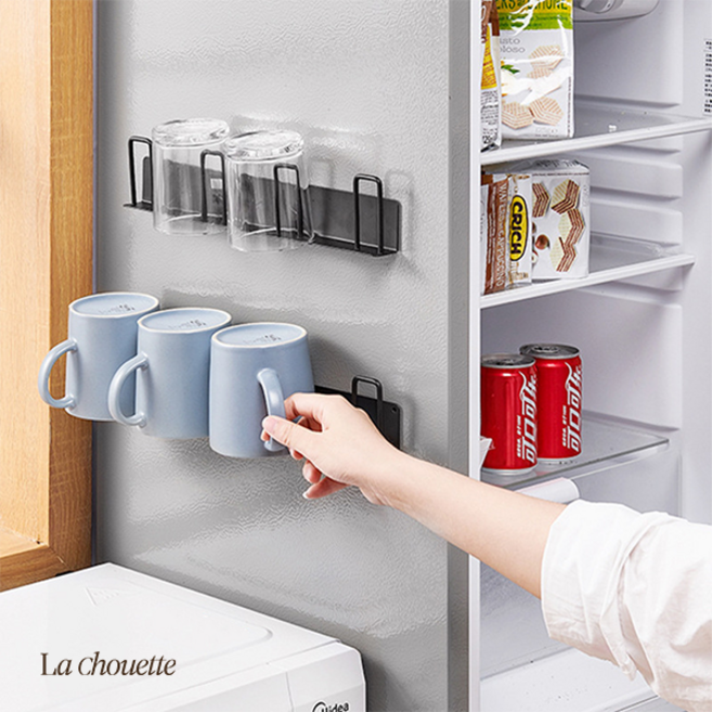 라슈에뜨 공중부양 자석 컵 건조 거치대 냉장고 사이드 마그네틱 컵 보관함 선반, 블랙(31 x 2.5 x 6cm), 1개