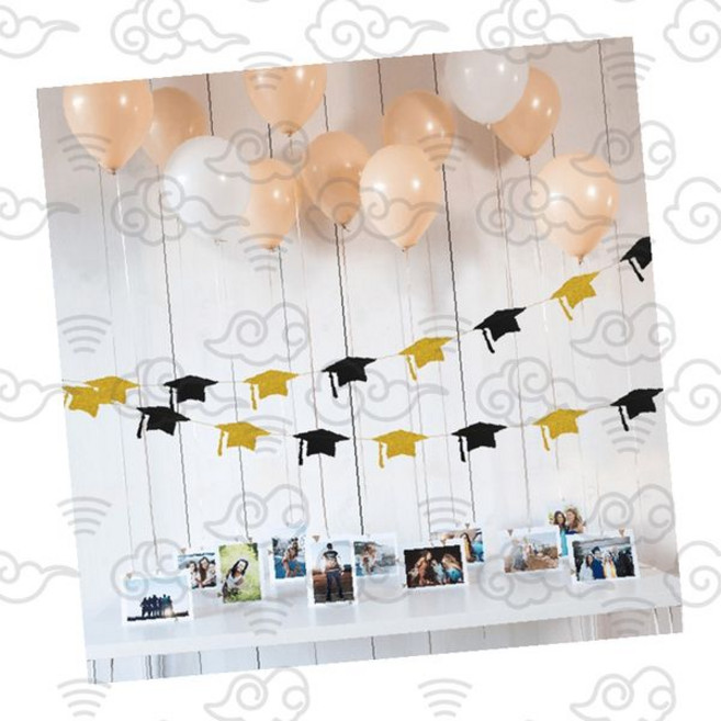 졸업식 축하용 가랜드 이벤트용 행사용 파티장식 포토존용 기념용 소품 학사모디자인, 1개, 졸업가랜드