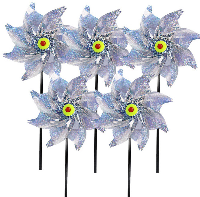 아띠꼴로 5개1세트 야외 정원 새쫓는 바람개비 가수원 새퇴치 반짝이, 5개, 실버