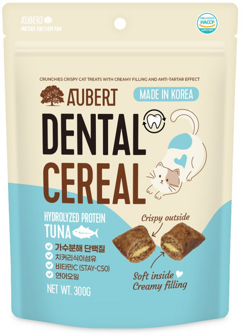 오베르 가수분해 덴탈시리얼 고양이간식, 1개, 300g, 참치