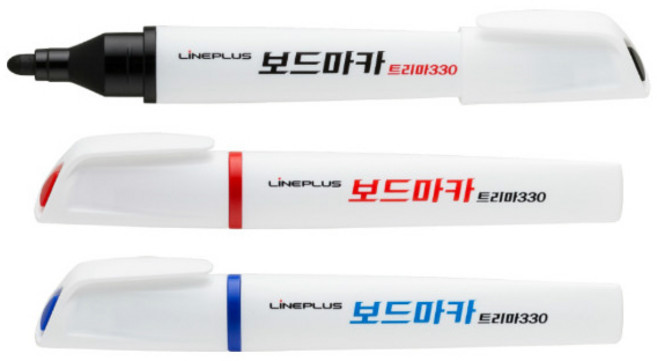 라인플러스 화이트 보드마카 트리마 330 둥근닙 레드, 3개
