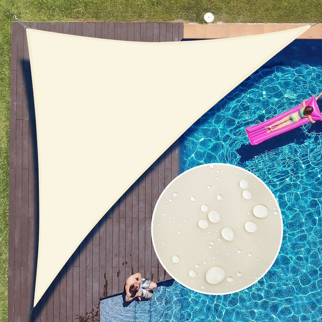 방수 삼각타프 95% 자외선 차단 썬쉐이드 그늘막 삼각 차양막 베란다 테라스 옥상 정원 카페 차양막그늘막, 베이지