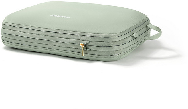 East May 衣物壓縮收納袋 雙層防潑水旅行收納袋 大容量分裝袋, 1個, 豆綠,中號35*25*20cm, 1個裝