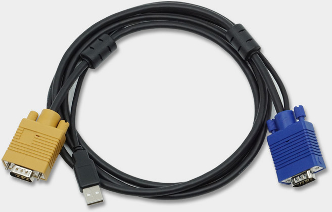 LEDC 1포트 LCD KVM 콘솔 18.5인치 FHD, RGB+USB KVM 케이블 (2M), 1개