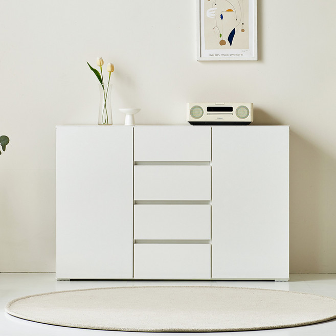 데코라인 포일 주방 팬트리장 서랍장 1200, 화이트