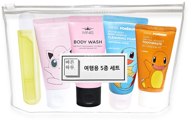 여행용 5종 세트 샴푸 바디 치약 칫솔 폼클렌저, 1세트