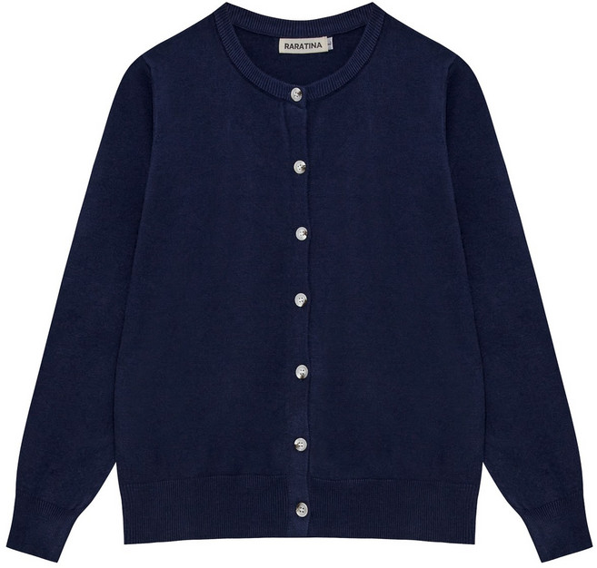 라라티나 시몬 여성용 데일리 간절기 니트 기본 라운드넥 가디건