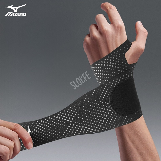 미즈노 손목보호대 얇은 아대 밴드 헬스 방수 스트랩 골프 테니스 배드민턴, 그레이, 1개