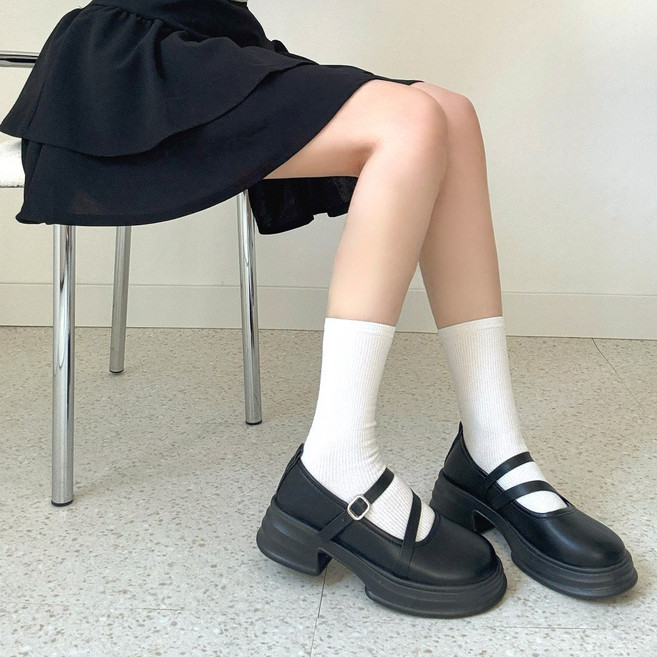 러블리디 클로이 더블스트랩 메리제인 4cm 키높이 로퍼