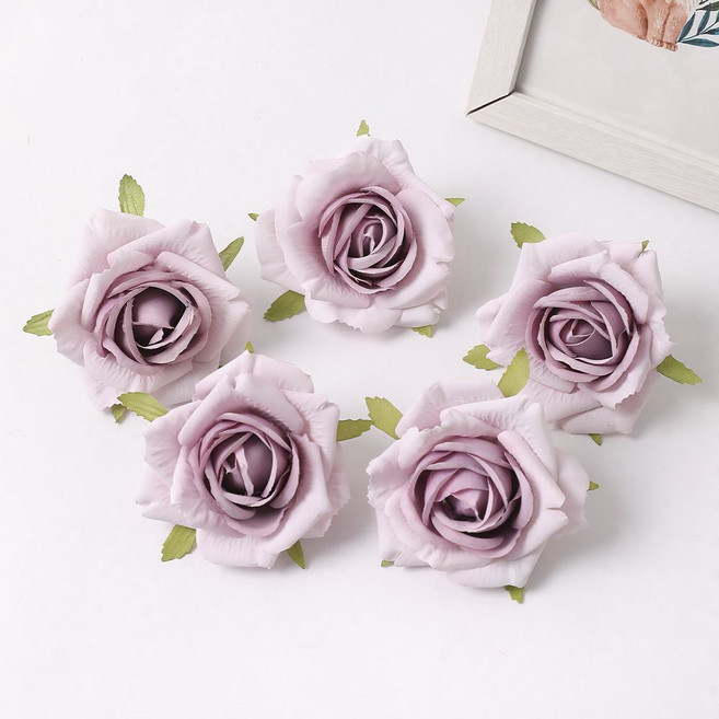 仿真花天狼玫瑰假花朵 塑料花 頭飾diy材料, 1個, 紫色1朵【樣品裝】