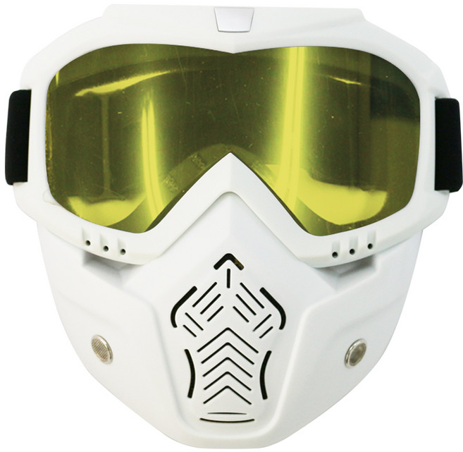 오토바이 라이더 페이스 안면보호 방풍 고글 마스크, 흰색 + 옐로우, 1개