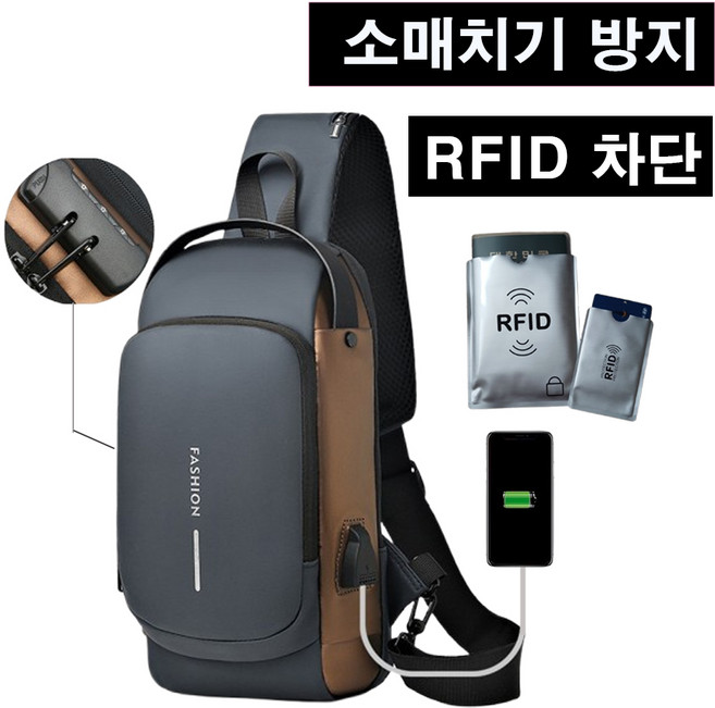 셀럽비아 여행용 도난방지 가방 RFID차단 잠금 방검 방수 크로스백 슬링백 유럽여행