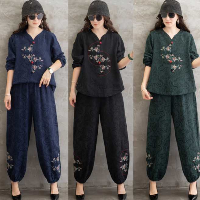 Asure 여성 투피스 세트 엄마 옷 여자셋업 생활한복