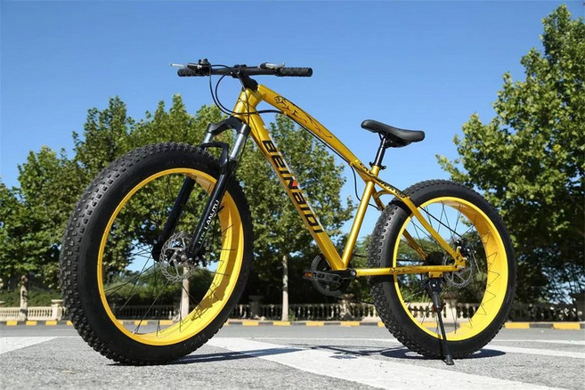 접이식 팻 바이크 마운틴 자전거 산악용 광폭 타이어, 24인치, 7단, 금색 26인치, 1개