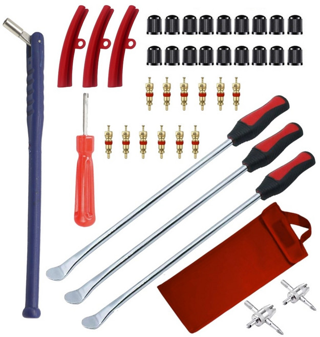 타이어 밸브코어 수리 키트 자동차 밸브코어 교체 38pcs, 빨간색, 1세트