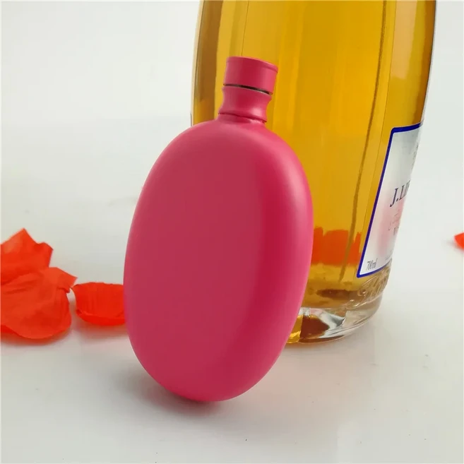 10개 3온스 스테인리스 미니 힙 플라스크 패션 휴대용 야외 와인 병 주류 용기 여성용, 08 Pink