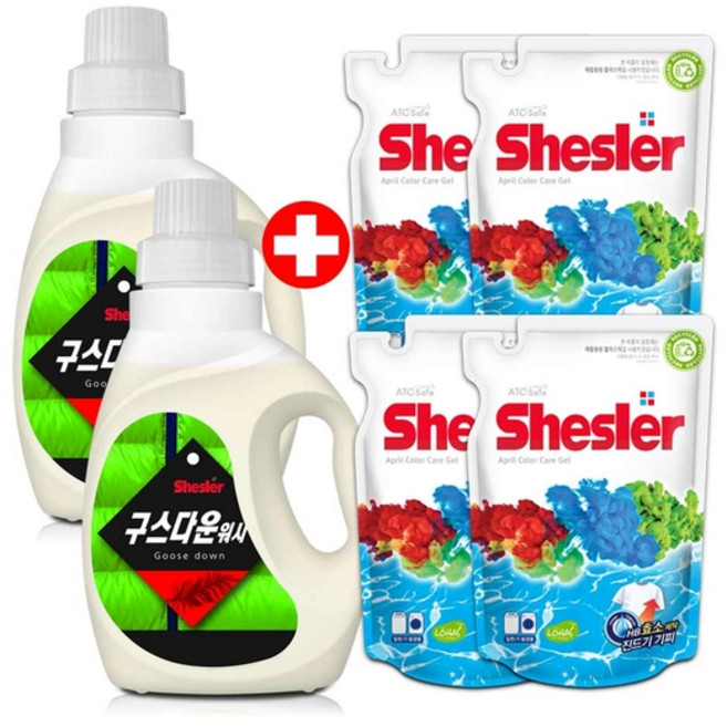 쉬슬러 기능성 세탁세제 구스다운 650ml 2개+세제 리필 500ml 4개, 1세트