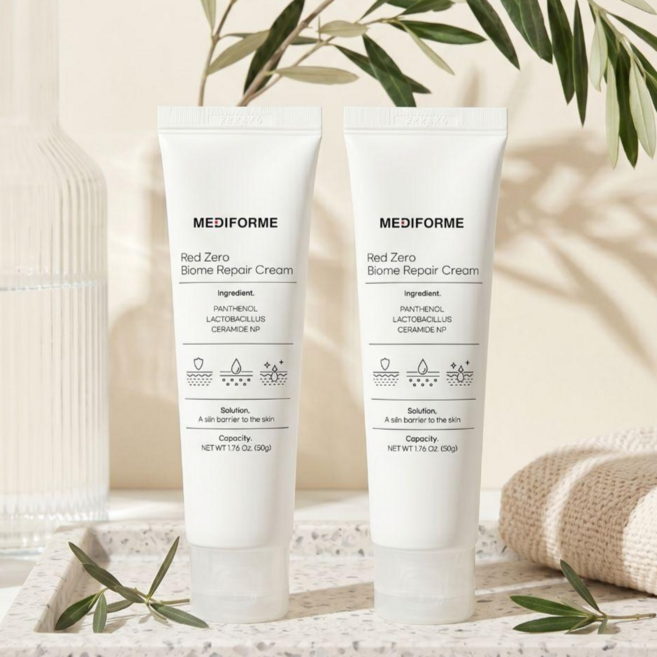 메디폴미 레드 제로 바이옴 리페어 크림 피부재생 홍조 트러블 개선, 2개, 50g