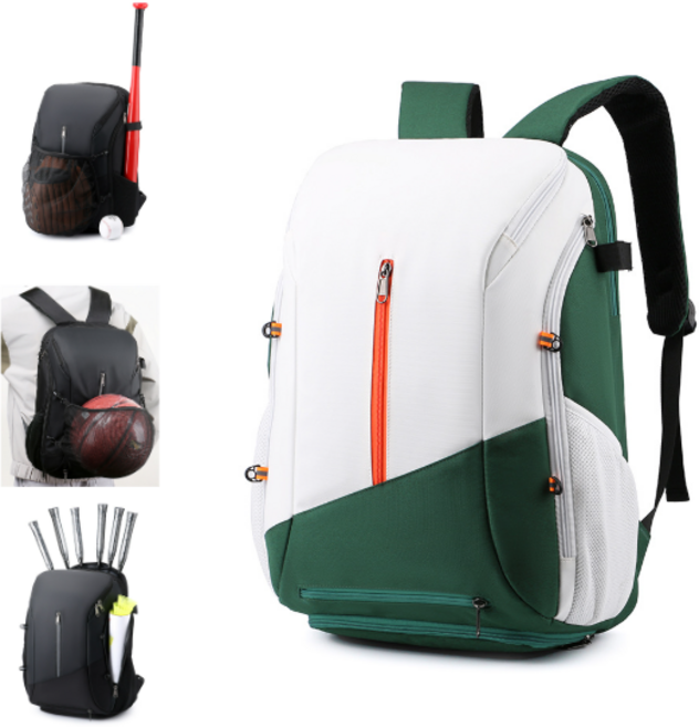 포스텝 신발수납 스포츠 방수 백팩 야구 축구 농구 배드민턴 탁구 테니스 운동 가방, 1개, 화이트그린