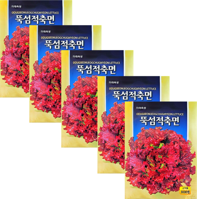 상추씨앗 꽃상추 (3000립x5) 적축면 쌈채소 텃밭 채소 씨앗 종자, 5개