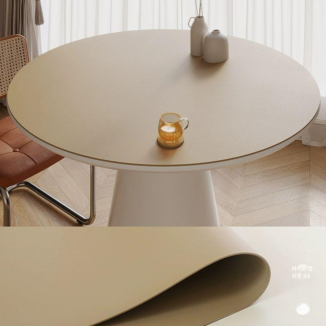 일반 원형 테이블보 호텔 행사용 방수식탁보 방수테이블보 원형테이블보 테이블보방수 식탁보방수, 60cm, 라이트베이지 34, 1개