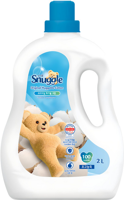 스너글 초고농축 섬유유연제 오리지널 허거블 코튼 본품, 2L, 1개