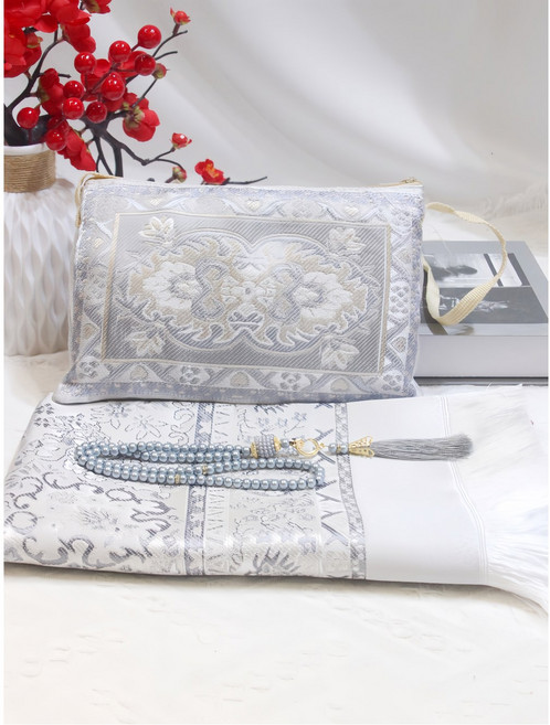 무슬림 기도용 러그 기도 염주 휴대용 가방 선물 소프트 매트 세트 터키 카펫 라마단 이드 하지