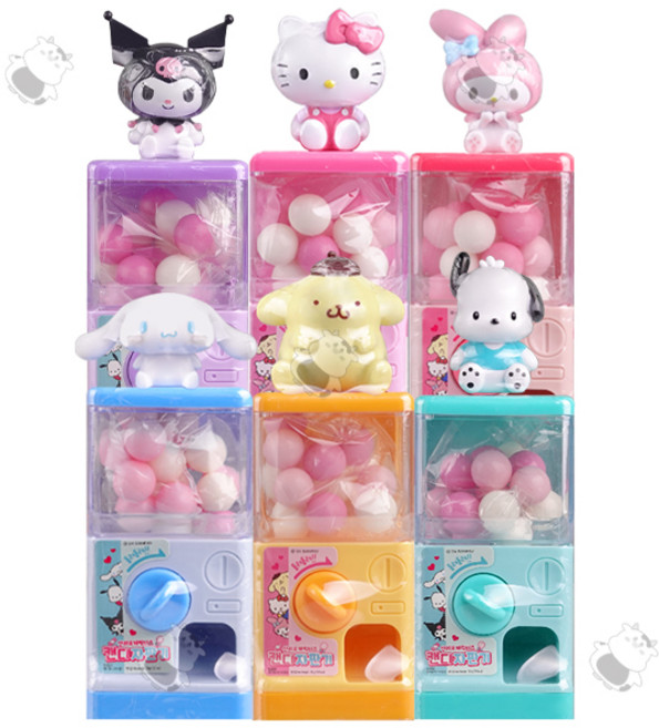 산리오캐릭터즈 캔디 자판기 6종세트 헬로키티 마이멜로디 폼폼푸린 쿠로미 시나모롤 포차코, 1세트, 180g, 산리오