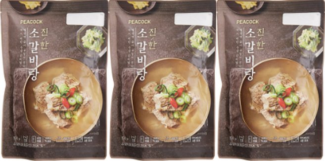 피코크 시원한 국물의 진한 소갈비탕 500g, 3개