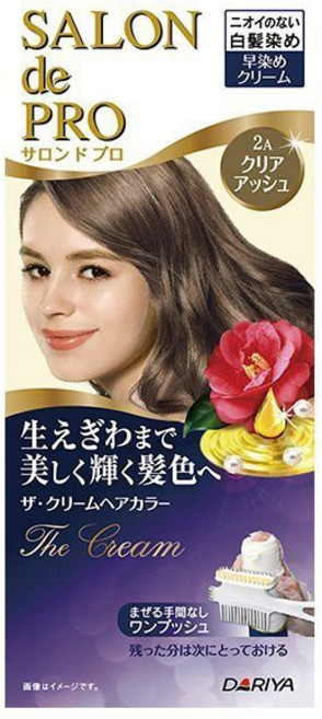 日本DARIYA塔莉雅Salon De Pro沙龍級白髮專用快速染髮霜 遮蓋白髮 成分溫和不刺激頭皮 染髮同時滋養髮絲, 1個, 5A-深亞麻棕, 深亞麻棕