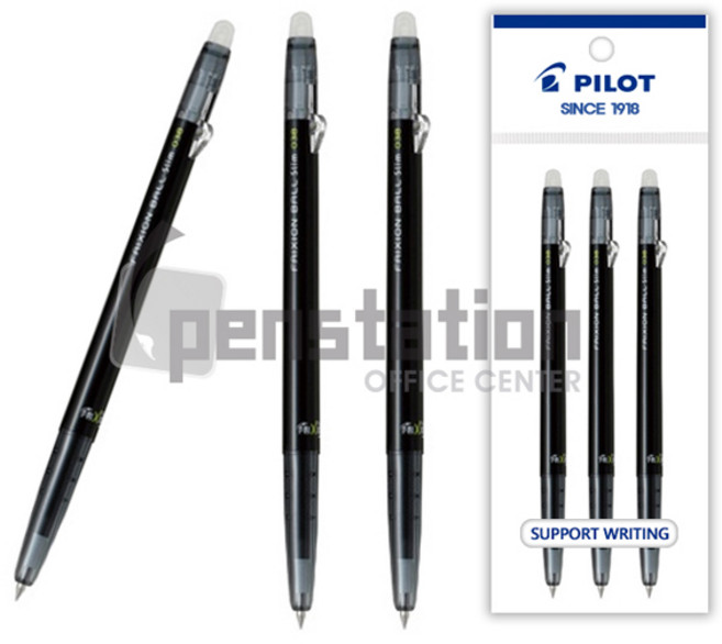 파이롯트 프릭션 노크식 슬림볼펜 0.38mm 3개 세트, 0.38 흑 3개 세트