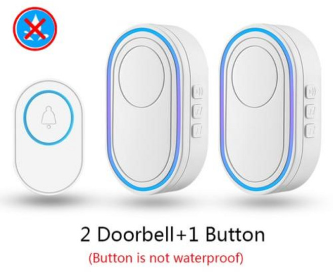 띵샤 야외 433MHz 무선 IP65 방수 초인종 LED 조명 야간 투시경 38 곡 스마트 홈 도어 벨 환영, 11 2receiver 1button, 미국 플러그, 26.2receiver 1button - 미국 플러그