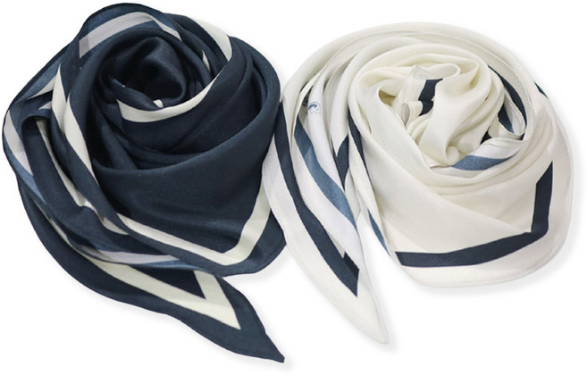 메리앤유 2장 세트 실크 라이크 마차 배색 마름모 스카프