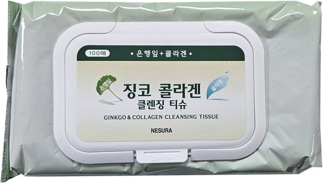 징코 티슈 네슈라 징코 콜라겐 클렌징 티슈 (캡형), 100매입, 1개
