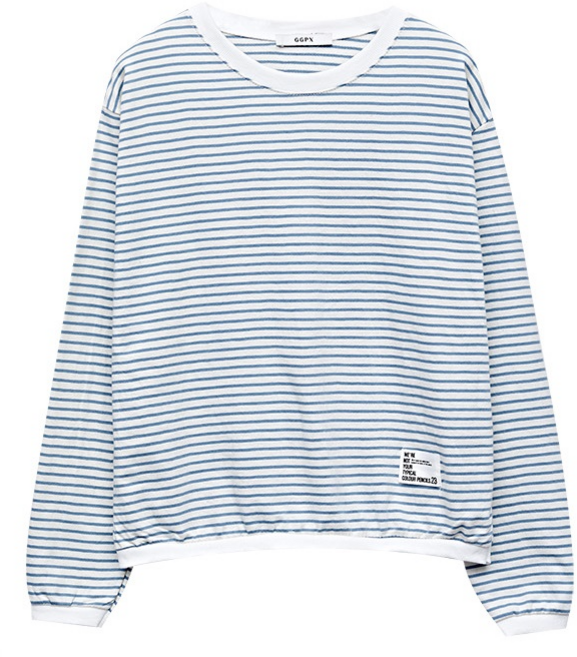 GGPX 단가라 배색 맨투맨 GPALW002D 여성 라운드넥 데일리 캐주얼 긴팔티 봄 가을 겨울 여자 상의 긴팔 면티 긴팔맨투맨 지지피엑스 맨투맨티