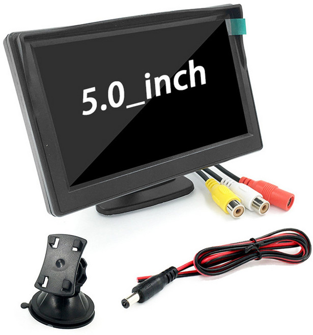 오토 리어 뷰 백업-리버스 카메라 야간 투시 주차 보조 모니터 5인치 광각 LCD 컬러 디스플레이