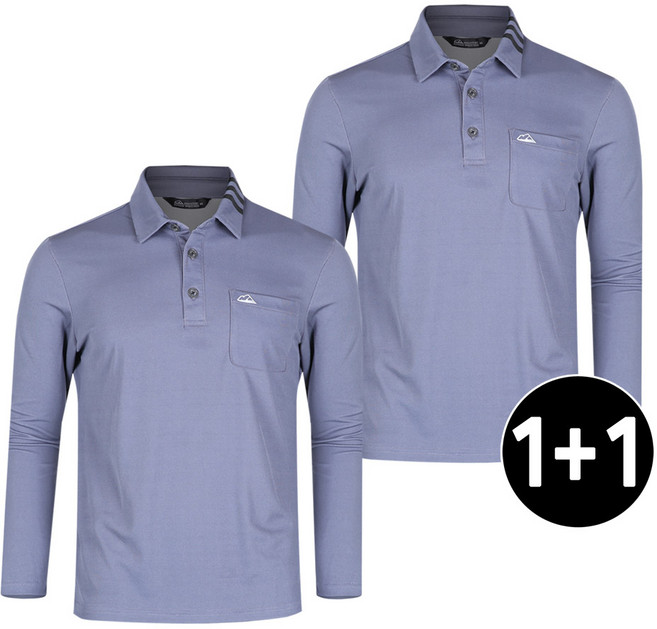 1+1 미루나무 봄 가을 남성 카라 긴팔 티셔츠 카리프