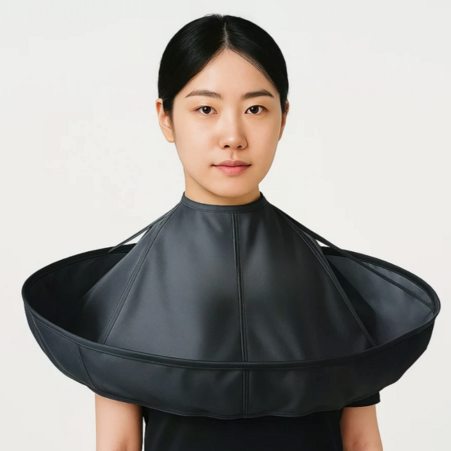 접이식 머리카락 받침대 방수 헤어 커트보 이발보, 1개, 블랙