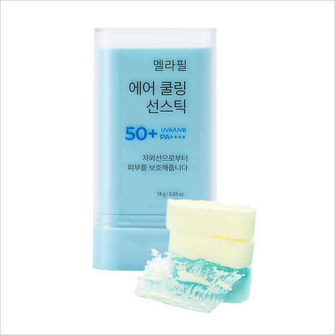 멜라필 에어 쿨링 선스틱 SPF50+ 골프 등산 끈적임 없는 백탁없는 선케어 뽀송한 자외선차단제, 1개, 18g