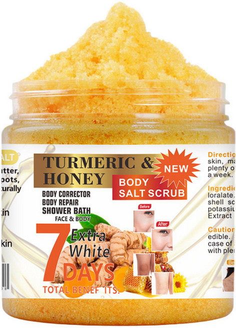 350g 薑黃磨砂鹽 冰淇淋清潔去角質身體磨砂膏 提亮嫩膚, 1個, 350g海鹽磨砂膏[薑黃]