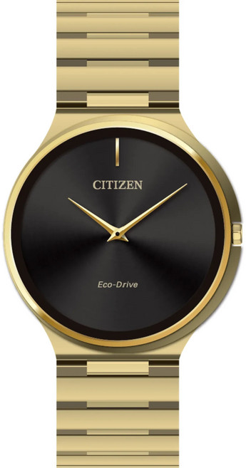[Citizen] 시티즌 에코 드라이브 남성 정장 스틸레토 골드 톤 블랙 다이얼 시계 AR3112-57E