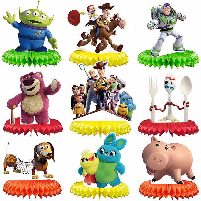 버즈 라이트이어 토이스토리 애니메이션 토이 스토리 우디 제시 허니콤 센터피스 생일 파티 장식 종이 테이블 장식품 용품, [01] 옵션1