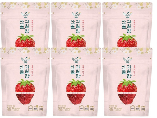 산골과일참 통째로 과일칩 딸기, 딸기맛, 7g, 6개