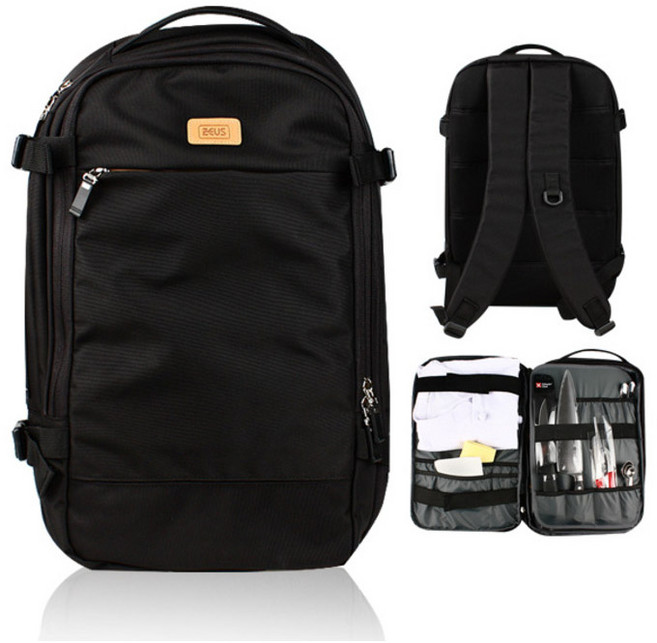 제우스 조리용 백팩 요리사 셰프 가방 조리도구 칼가방, 블랙, 1개