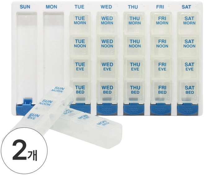 이지도즈 7일 + 일4회 약통 분리버튼형 랜덤색상, 2개 - 쿠팡